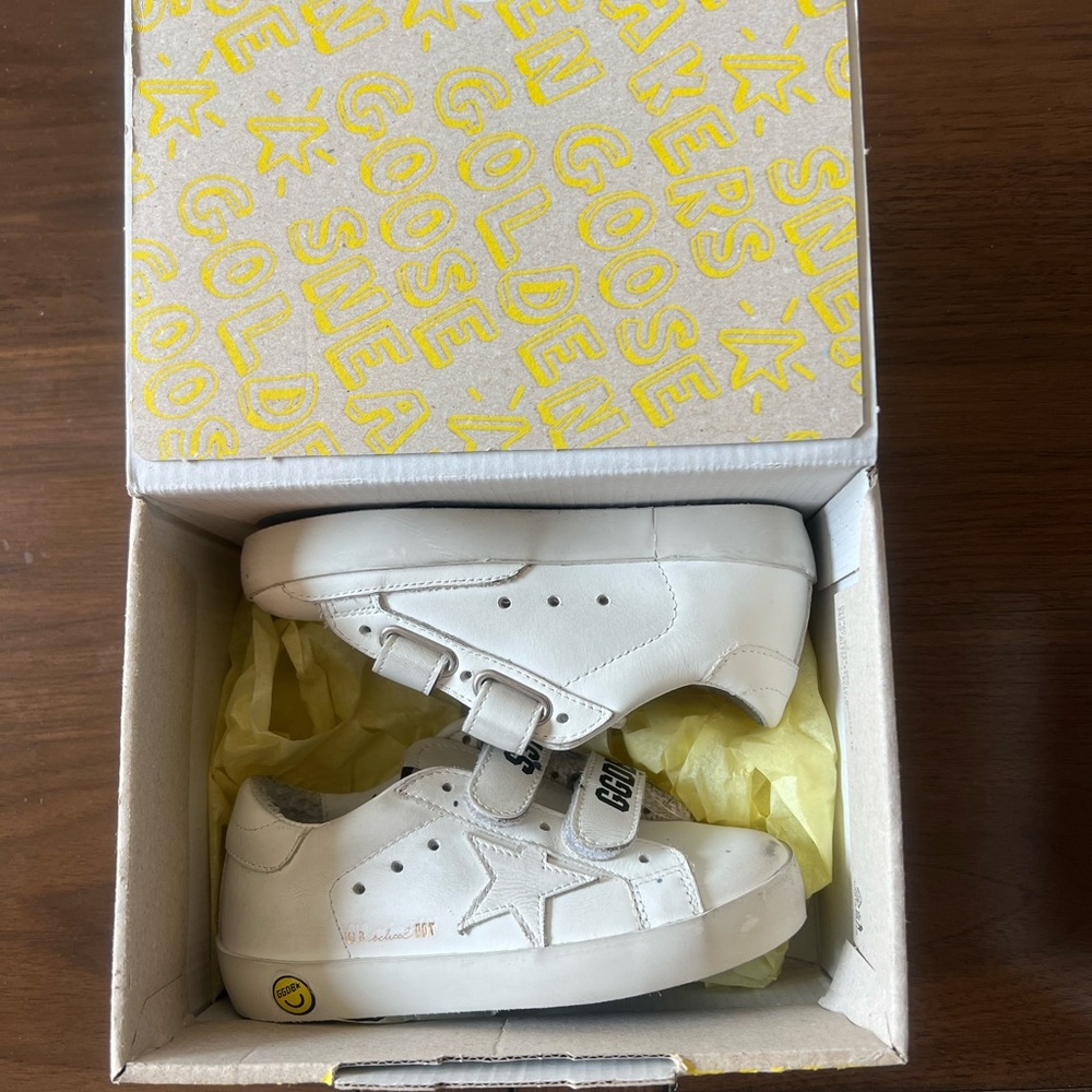 Golden Goose Kids White Leather Old Skool Sneakers